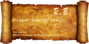 Rieger Boglárka névjegykártya